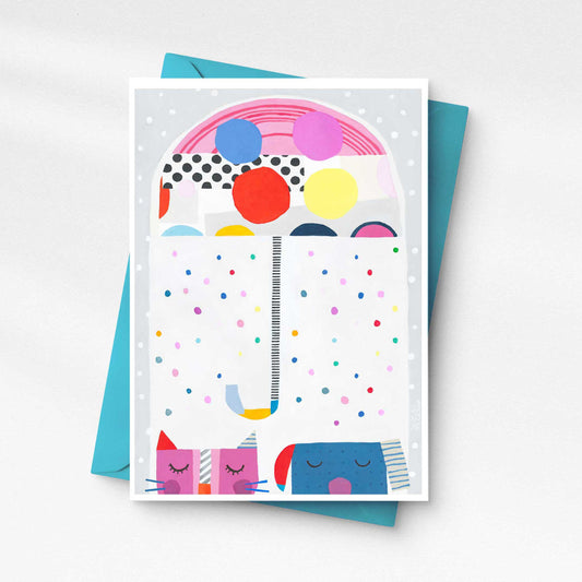 Raining just for Cats and Dogs - Greeting Card