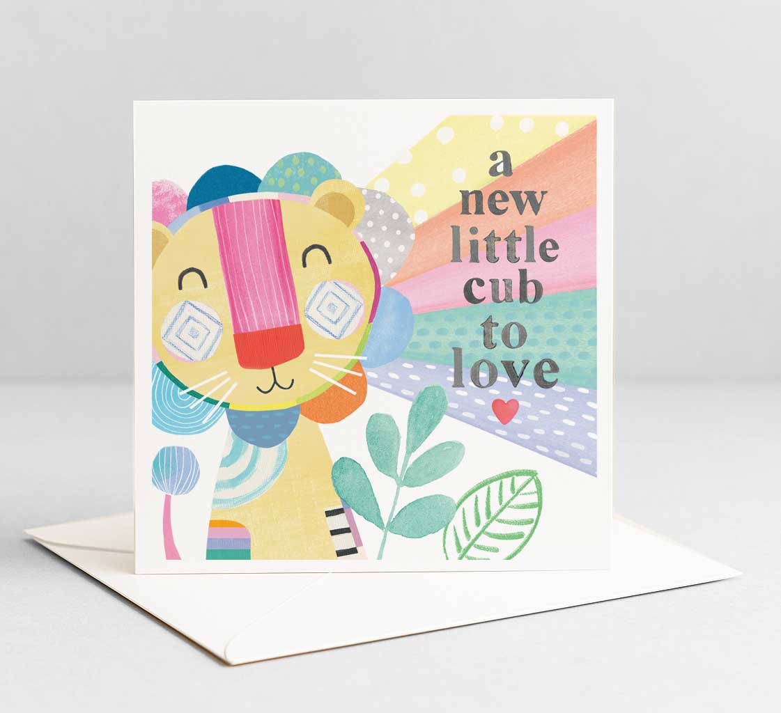 Lion-A new little cub to love- Greeting Card